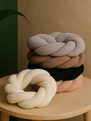 Textured Cushions on Wooden Table Laya – مخدة لايا 🧸🌿